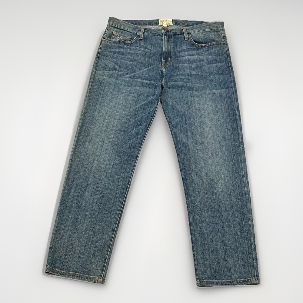 Current Elliott Womens Washed Blue Denim Stretch Boyfriend Ankle Cropped Jean 29